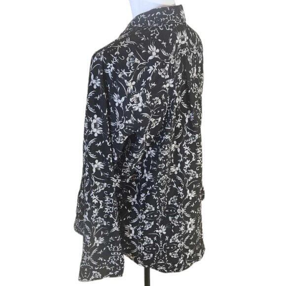Croft & Borrow Roll Tab Long Sleeve Button Down Damask Pattern Top Size M - Picture 6 of 8